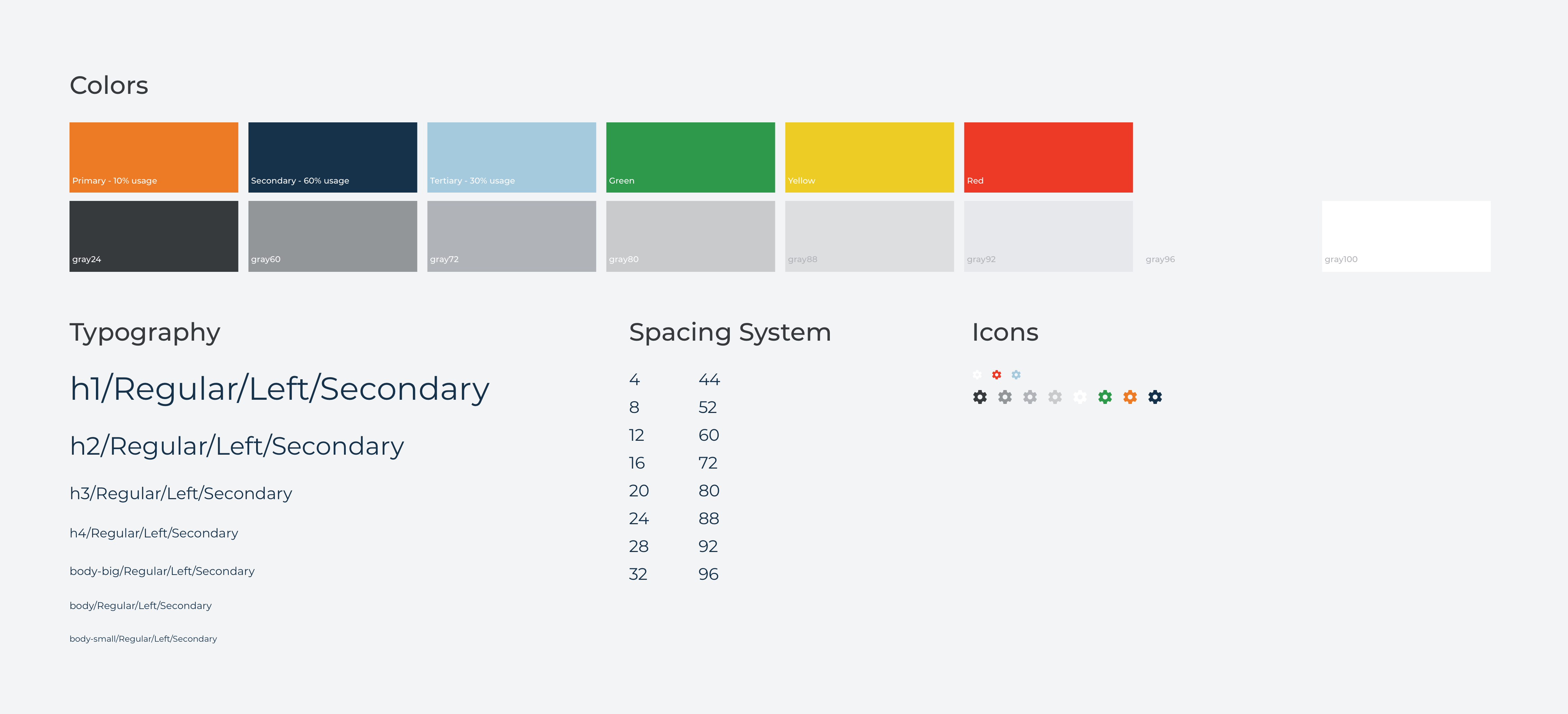 Comprehensive design system for Heron Financial, including colors and typography