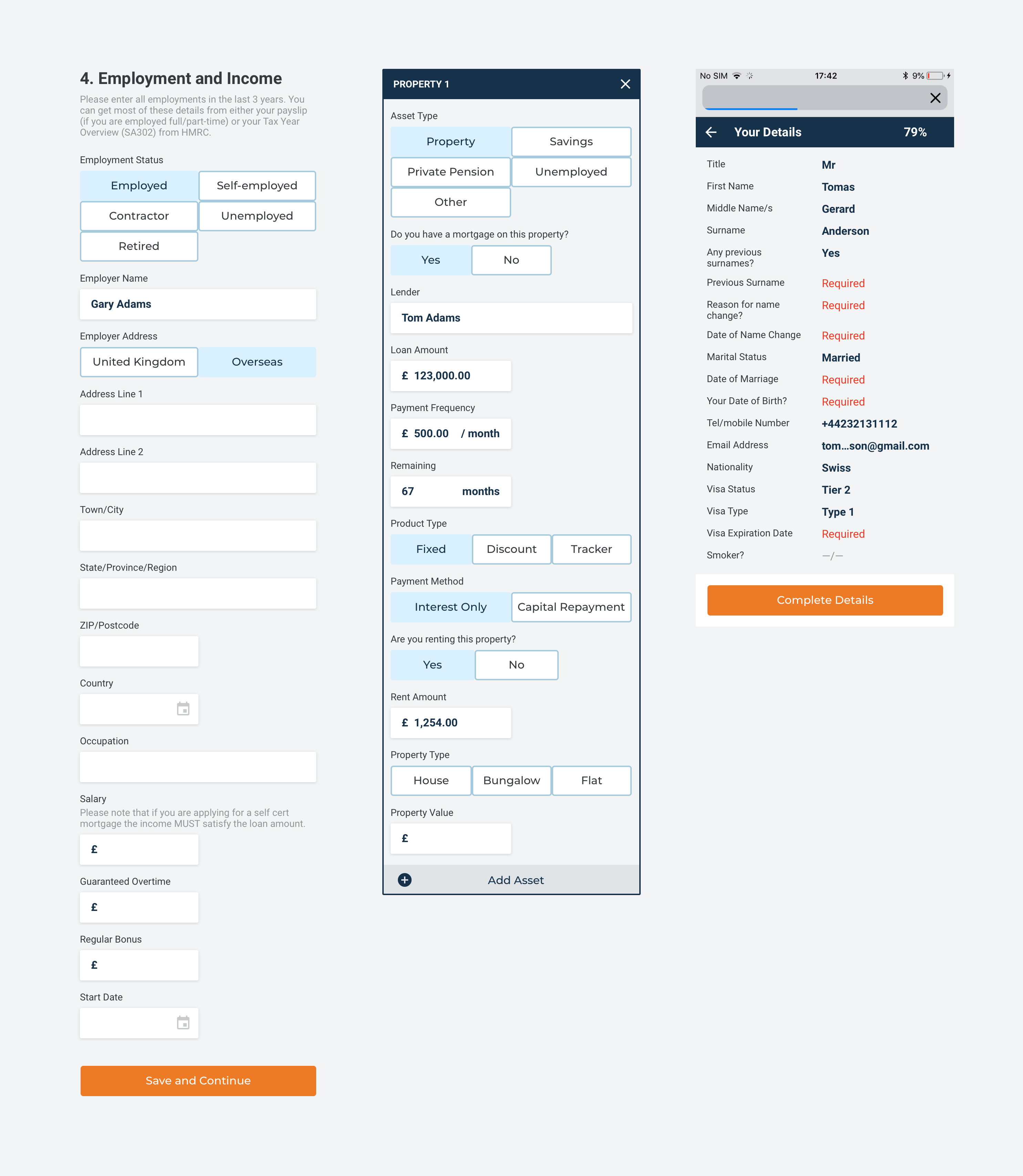 Initial visual design concept for Heron Financial’s application