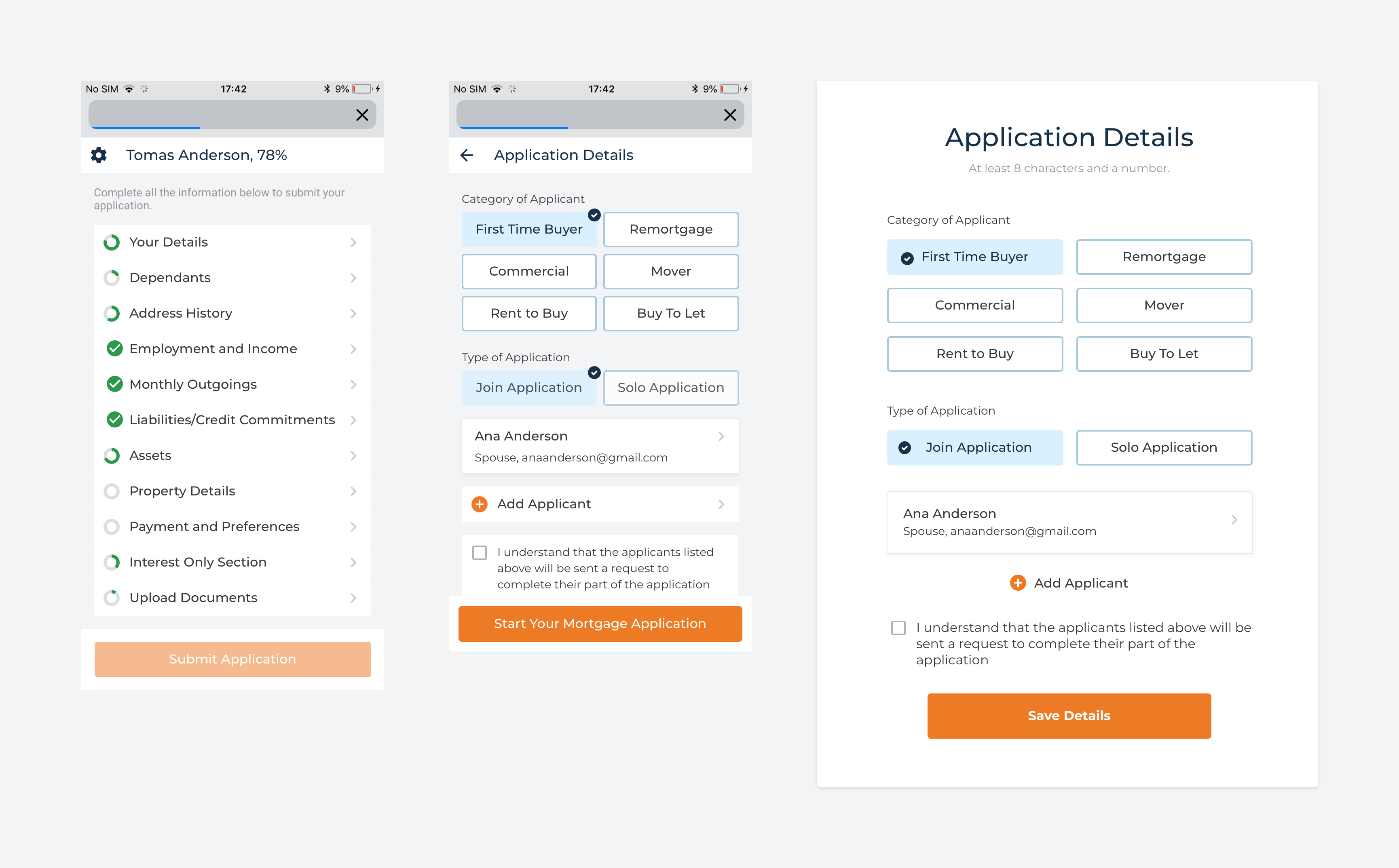 Updated visual design concept after feedback sessions for Heron Financial’s application