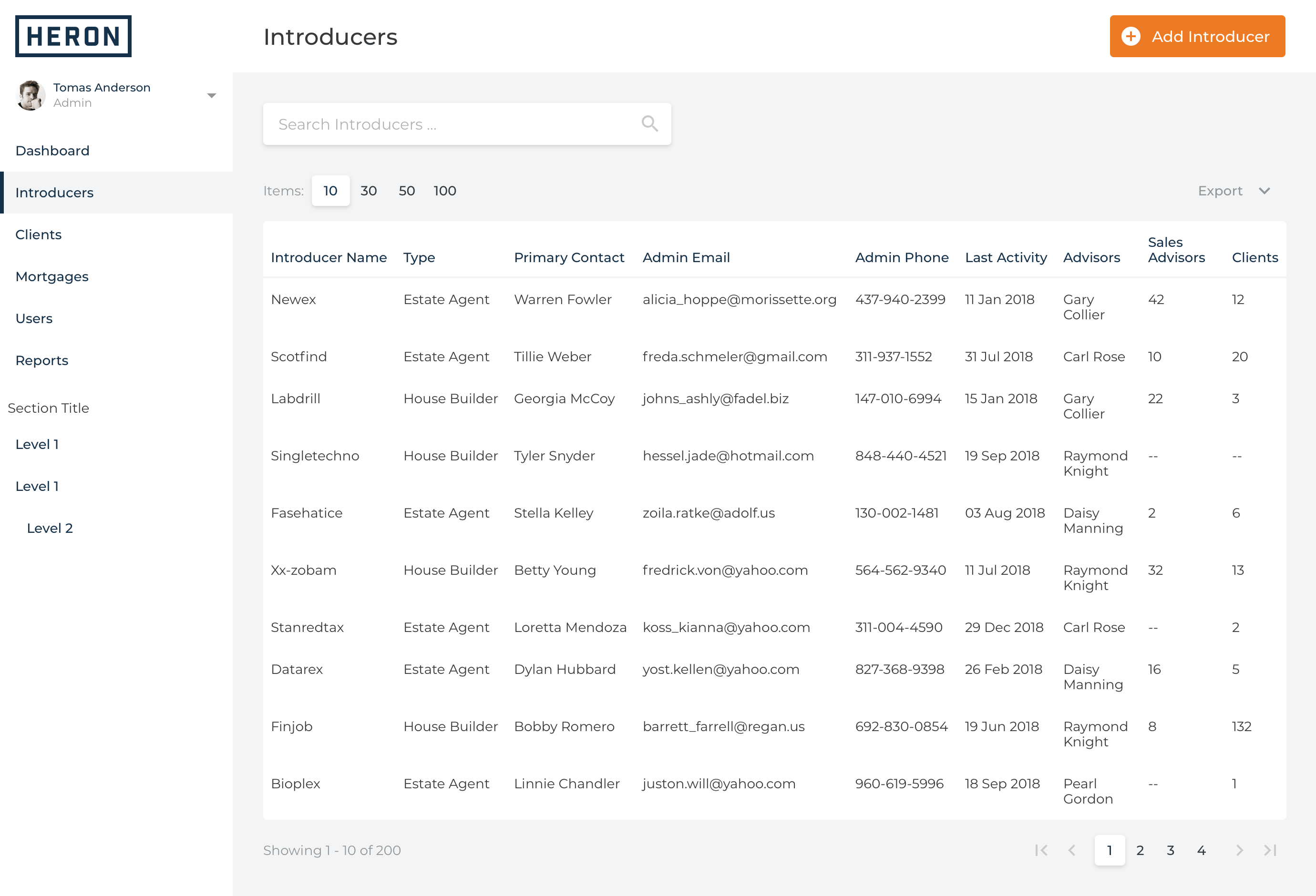 Screenshot showing the Add Introducer workflow with table view and controllers