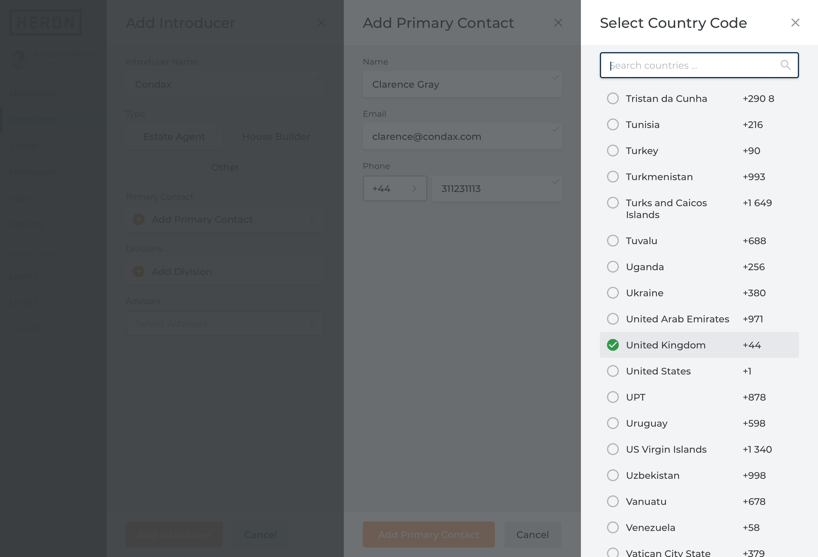Screenshot displaying side panes in Add Introducer workflow