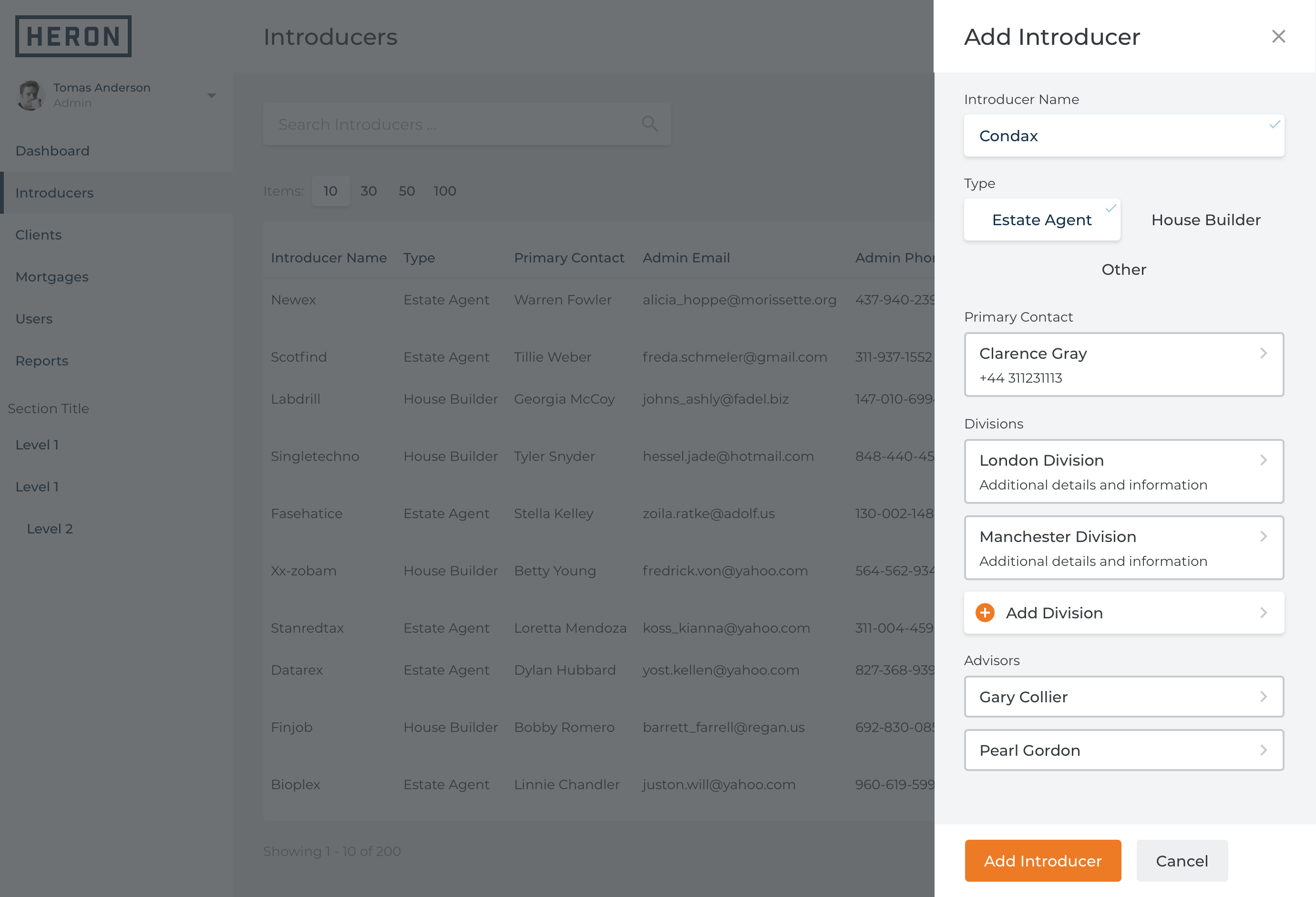 Final interface for the Add Introducer workflow with optimized layout