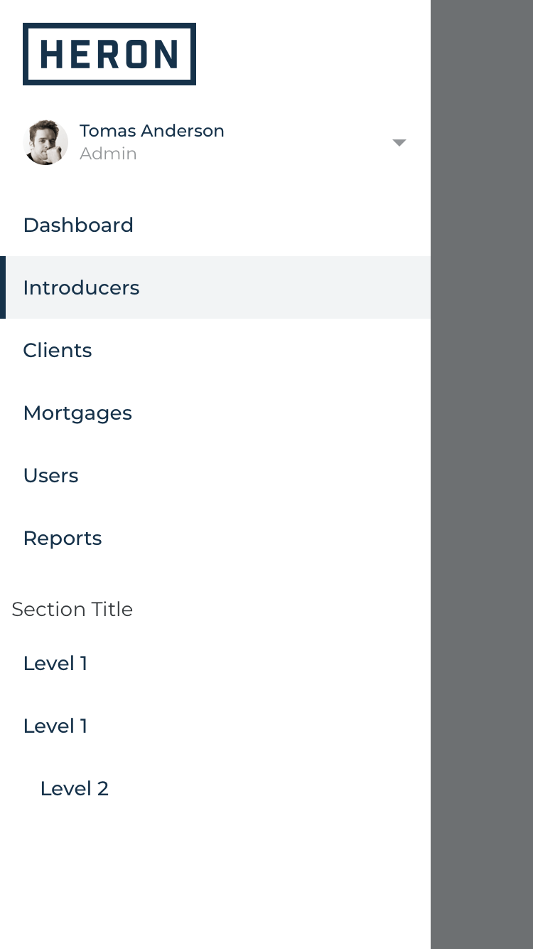 Mobile admin mockup showing user management interface