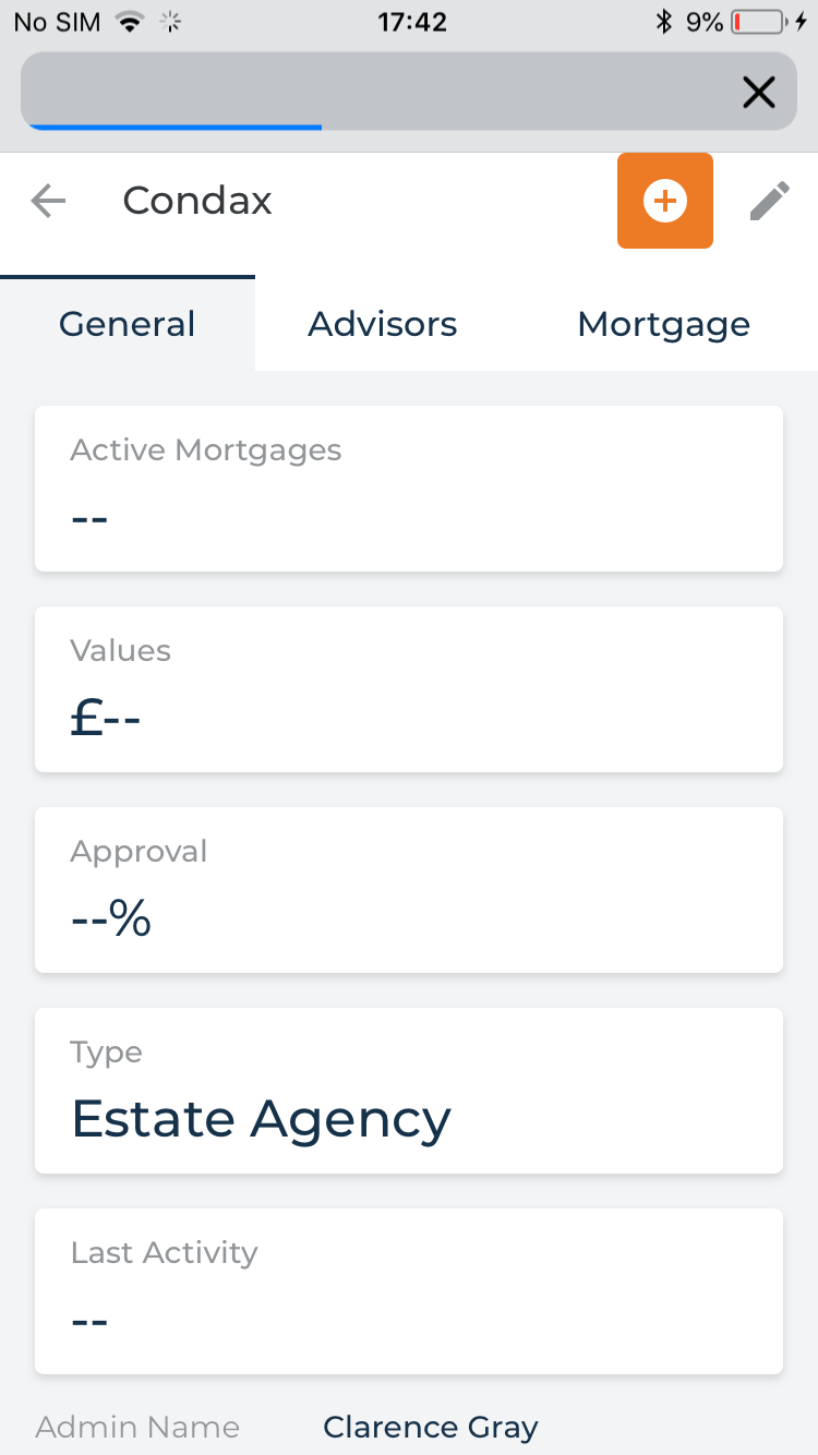 Mobile admin mockup with navigation menu