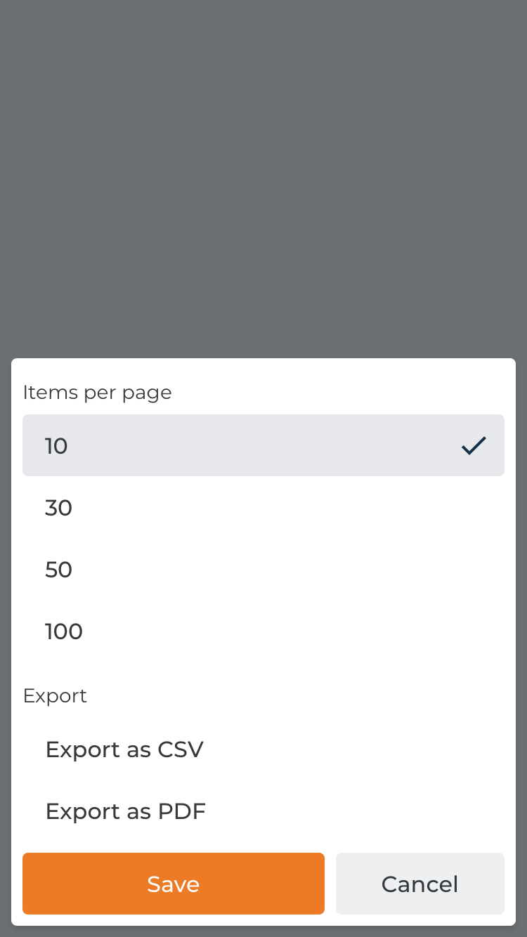 Mobile admin mockup showcasing settings page